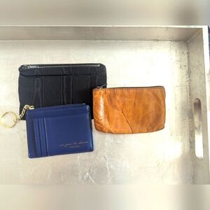 Vintage Taomicmic Black Satin, Blue CC Holder Key, Brown Wallet Zipper Pouch